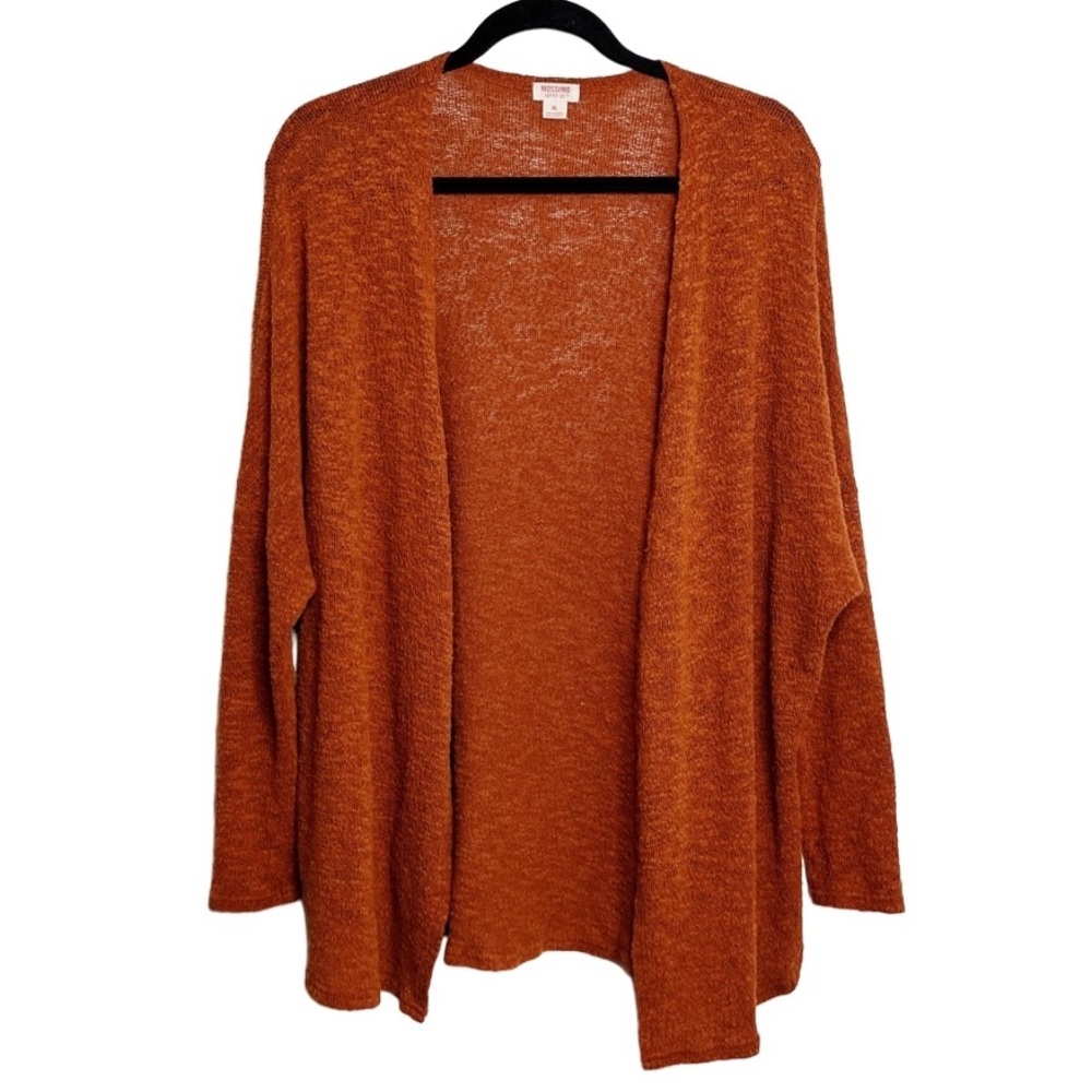 Mossimo Bohemian Open Front Knit Cardigan Burnt Orange Size XL
